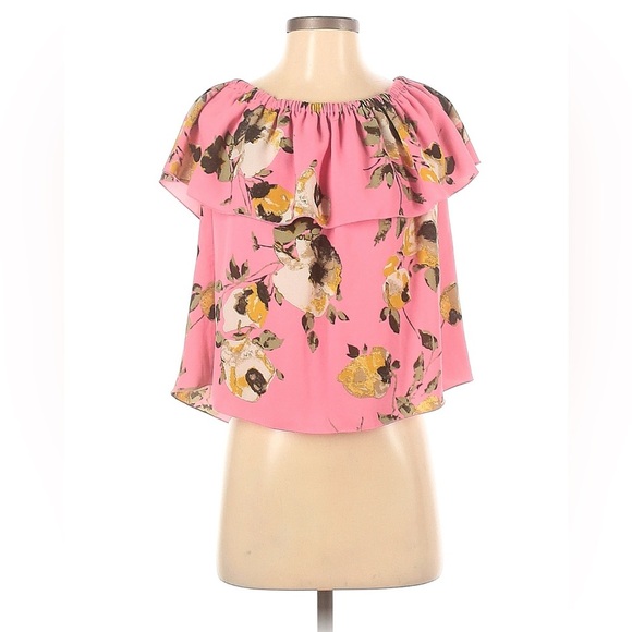 Aritzia Wilfred Promener Blouse Aurora Pink Birch Floral Off Shoulder Small - Picture 1 of 6